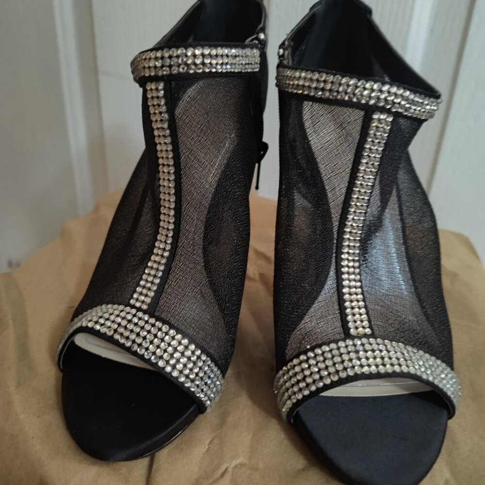 Caparrós Rhinestone Open Toe Mesh Booties